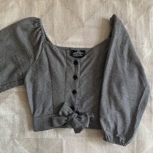 Angie Black & White Houndstooth Crop Top